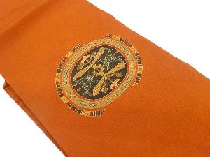 縮緬地丸に抽象模様刺繍名古屋帯